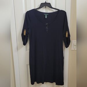 Ralph Lauren Navy Shirt Dress with Button Details, Size XL